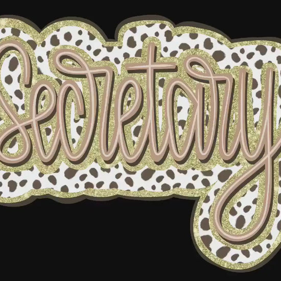 Secretary Dalmatian Print: Gold Glitter Shirt Design (PNG)