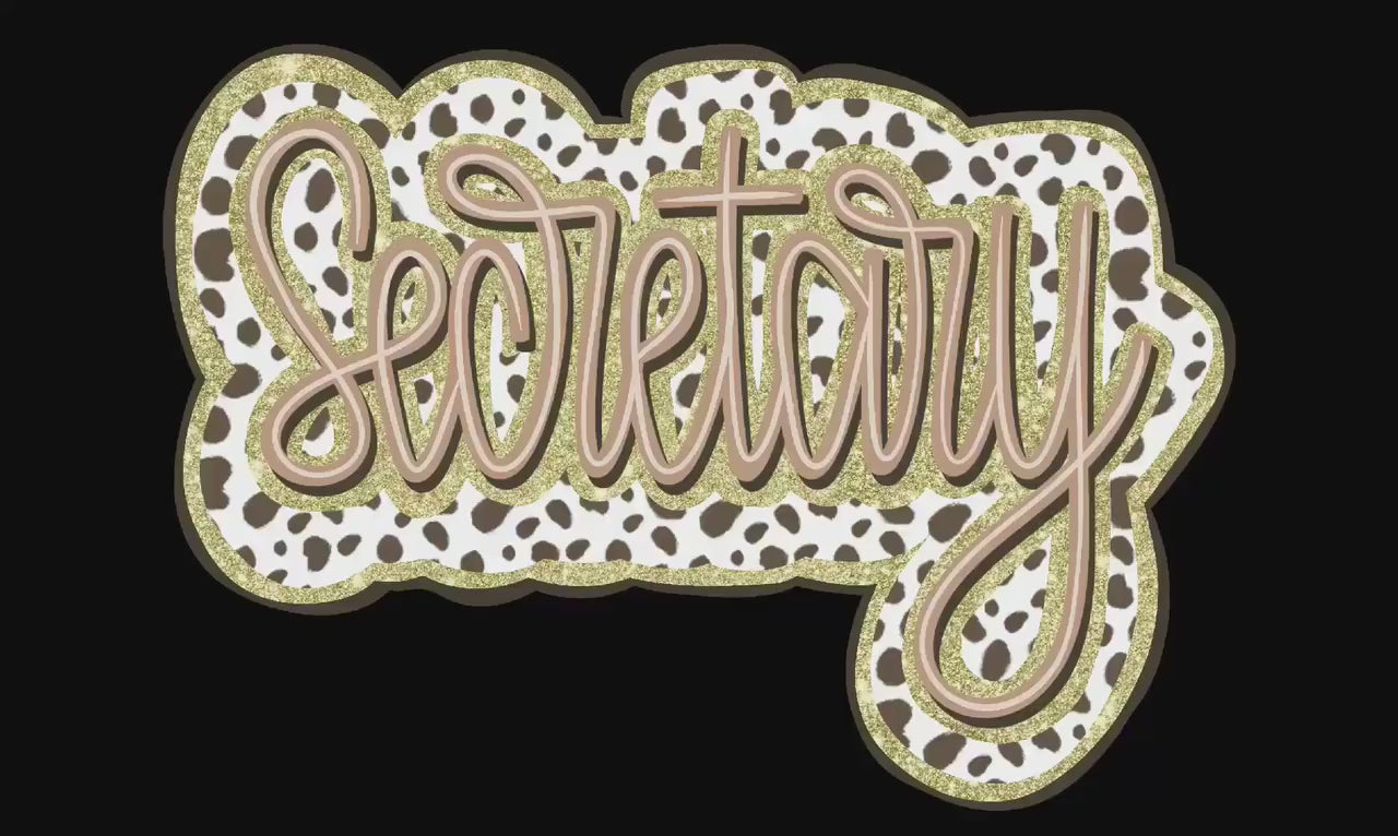 Secretary Dalmatian Print: Gold Glitter Shirt Design (PNG)