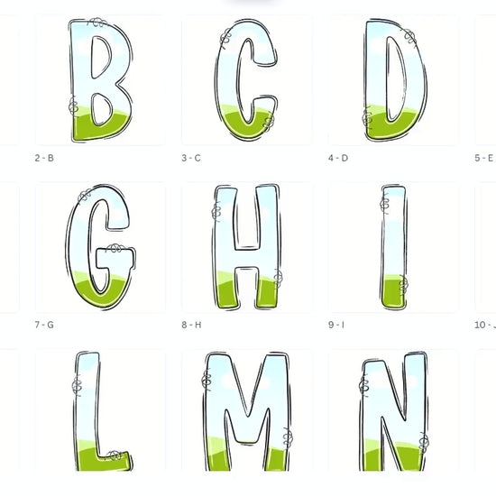 Hand Drawn Alphabet Sublimation Letters:  Frame, Commercial Use