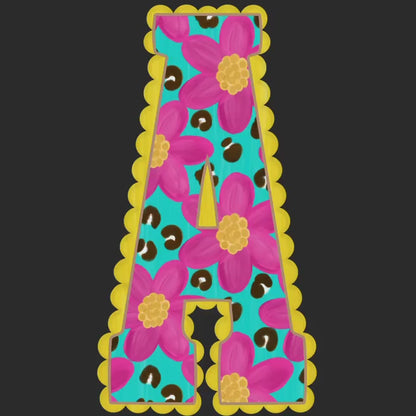 Leopard Print Floral Doodle Alpha Set, Alphabet Letters: Summer PNG Clipart, Commercial Use
