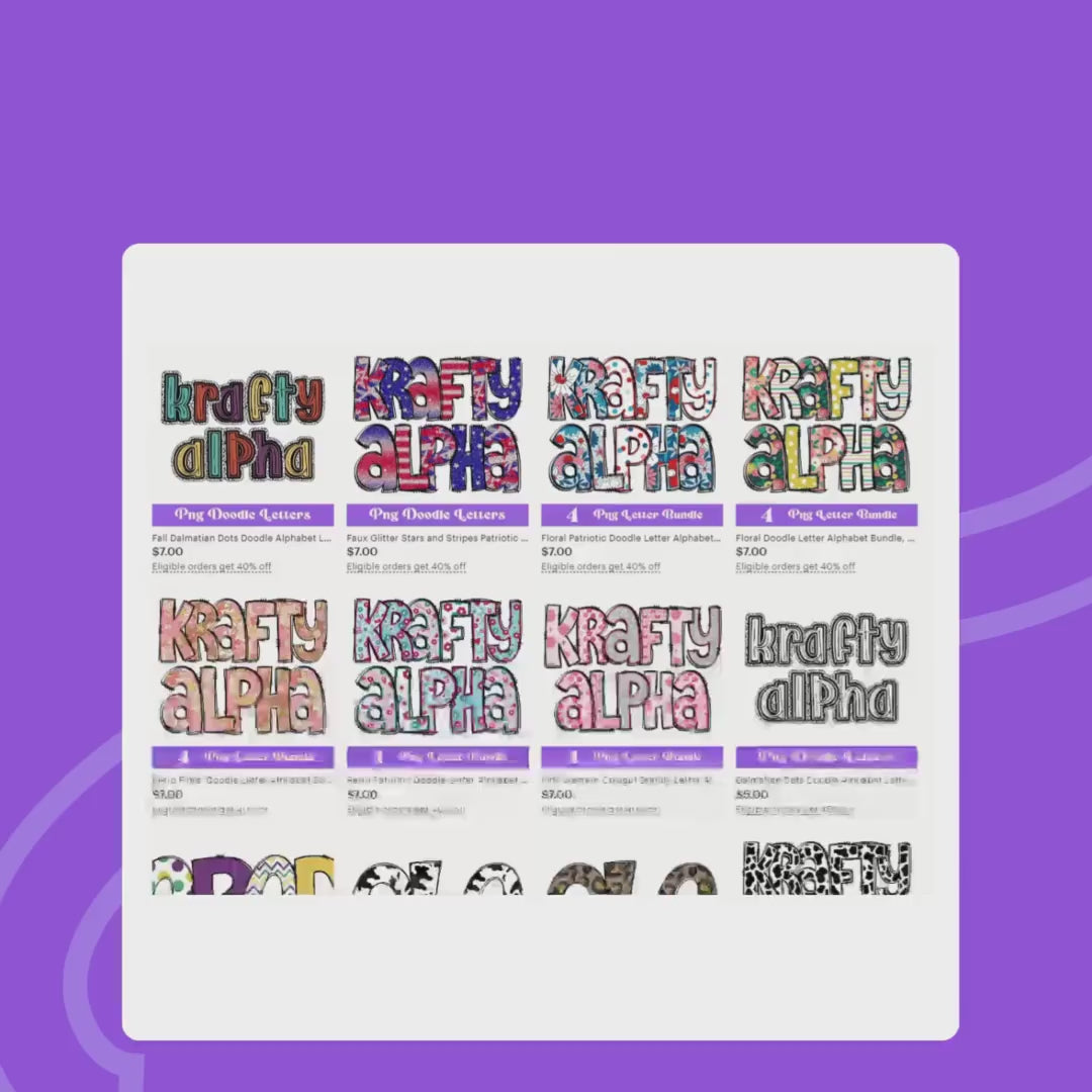 Cow Print Doodle Alphabet Letters: PNG Clipart (Commercial Use)